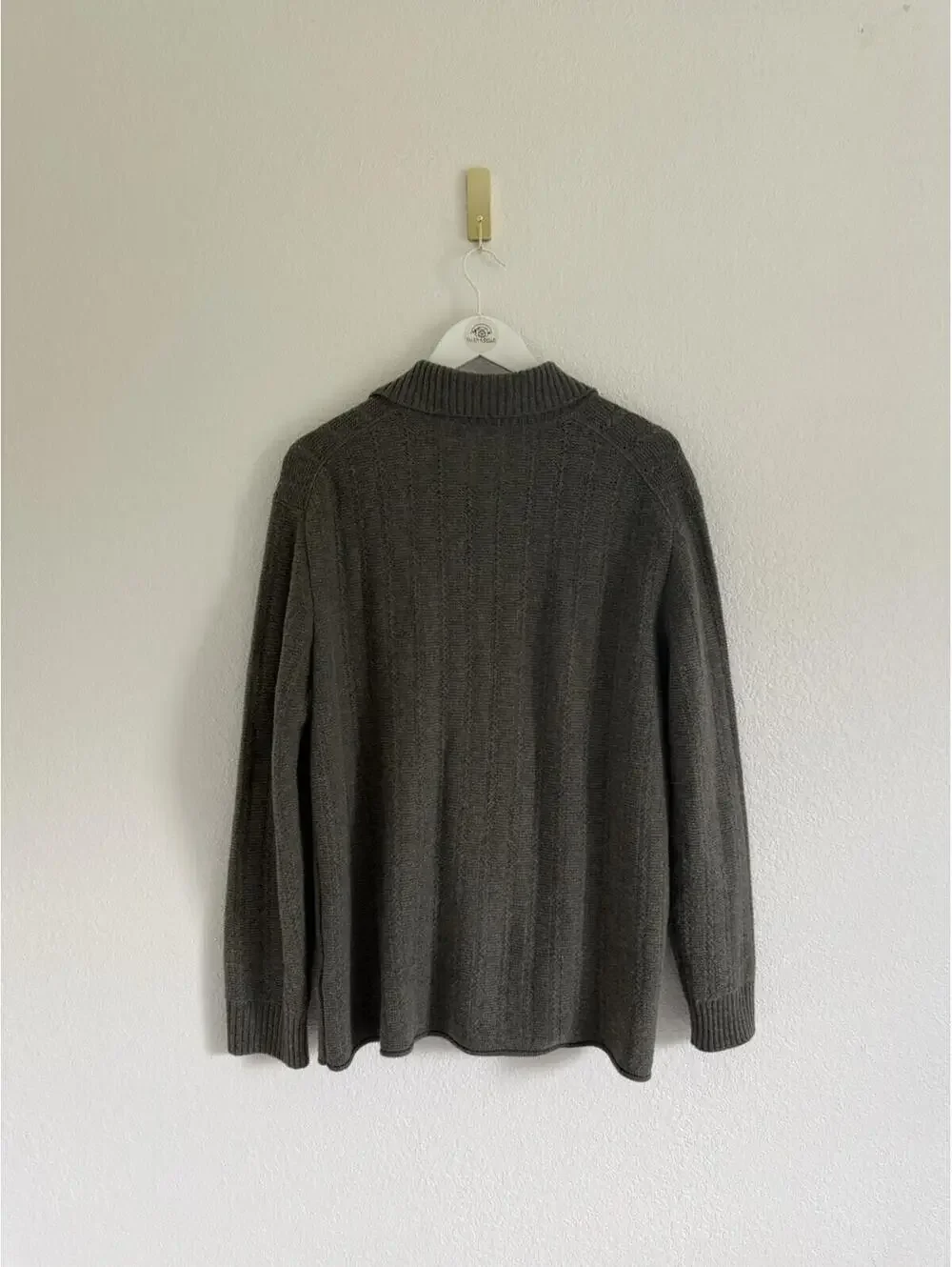 Mr. P Men’s Large MSRP $385 Wolly Open Knit Wool Open Wool Cardigan Deep Green